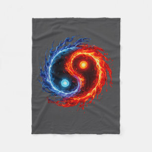 Fire And Water Yin Yang Symbol Balance Tai Chi Ene Fleece Blanket