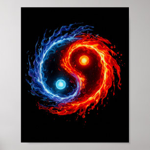 Fire And Water Yin Yang Symbol Balance Tai Chi Ene Poster