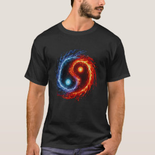 Fire and Water Yin Yang Symbol Balance Tai Chi Ene T-Shirt