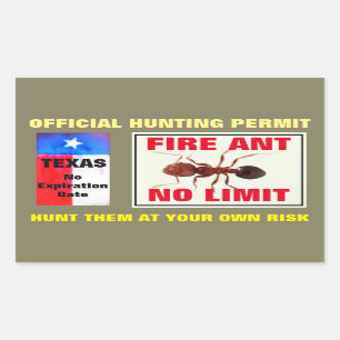 Fire Ant Hunting Permit Rectangular Sticker