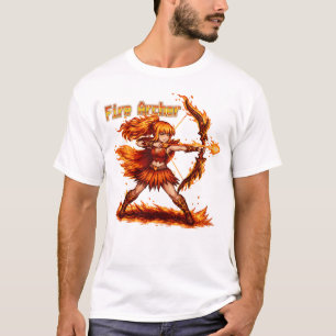 Fire Archer Pixel Art RPG Fantasy Flame Warrior T-Shirt