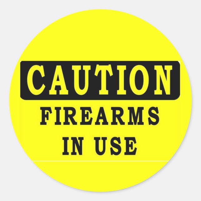 FIRE ARMS IN USE CLASSIC ROUND STICKER (Front)