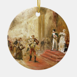 Fire at the Austrian Embassy (oil on canvas) Ceramic Tree Decoration