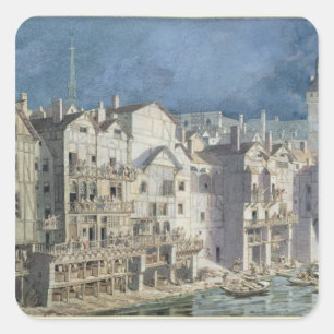 Fire at the Pont aux Meuniers in 1621 Square Sticker