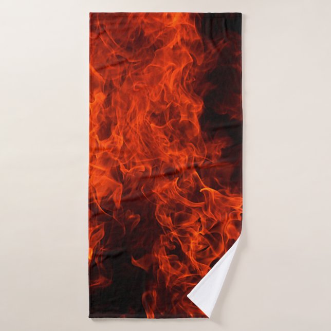 Fire background flame black hot bath towel (Bath Towel)