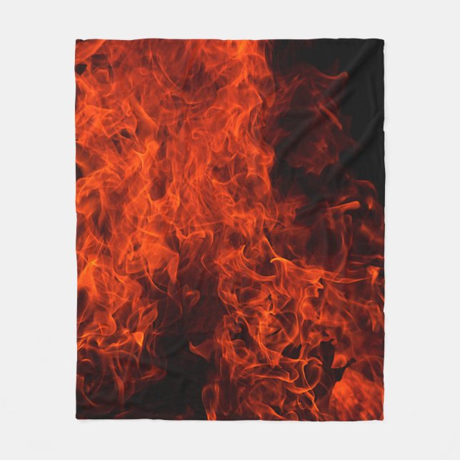 Fire background flame black hot fleece blanket (Front)