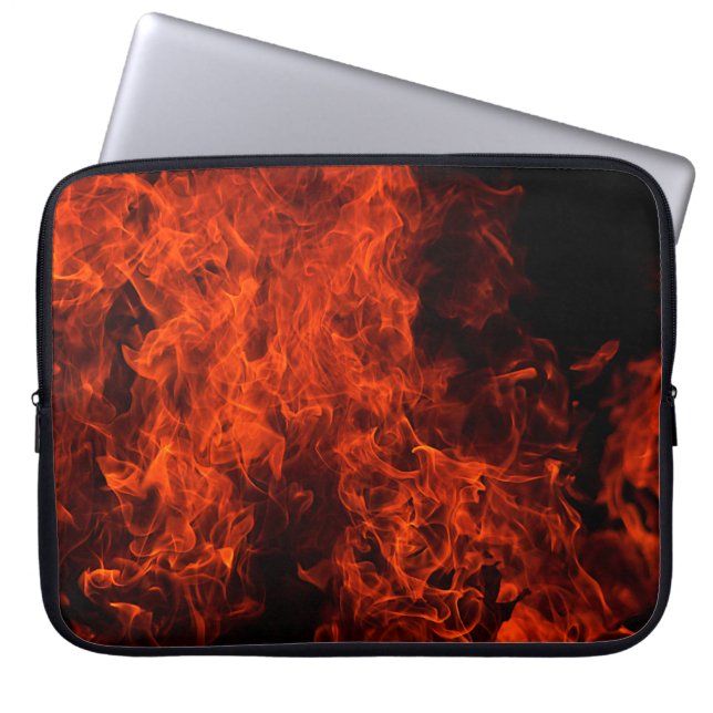 Fire background flame black hot laptop sleeve (Front)