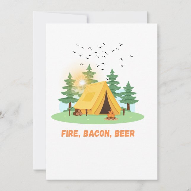 Fire. Bacon. Beer. – Camping  Holiday Card (Front)