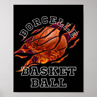 Fire Baskerball Lover Black Background  Poster