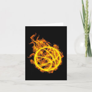 Fire Basketball Ball Flaming Basketball Player  Card