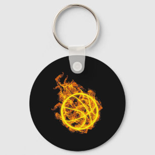 Fire Basketball Ball Flaming Basketball Player  Key Ring