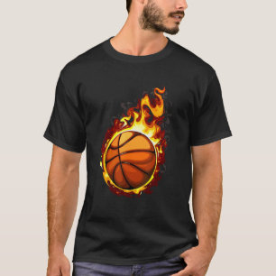 Fire Basketball Ball Flaming Basketball Player T-Shirt