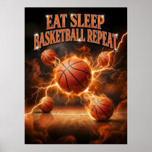 Fire Basketball Street Repeat Poster