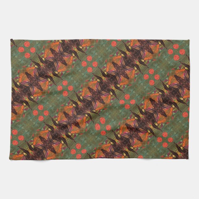"Fire Bird" alien life forms in flight, tiled Tea Towel (Horizontal)