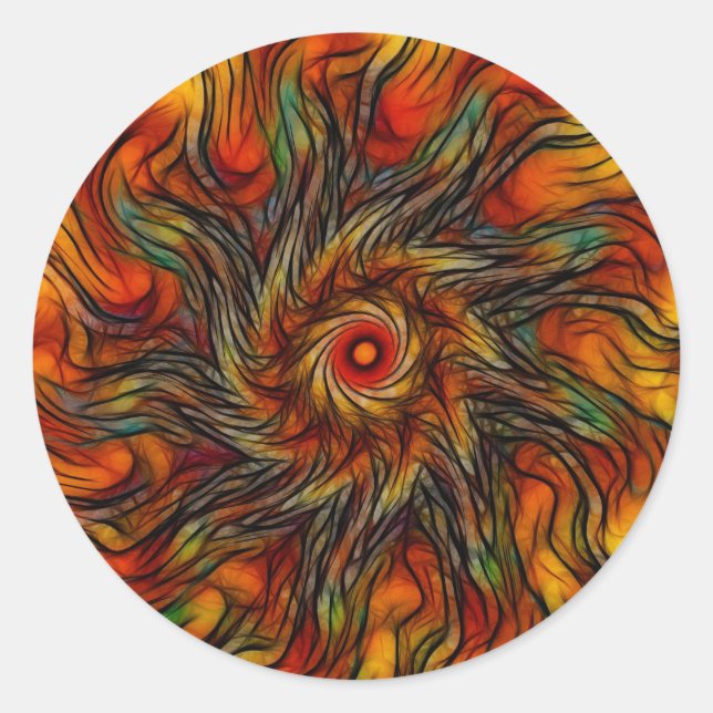 Fire Blossom (Sticker) Classic Round Sticker (Front)