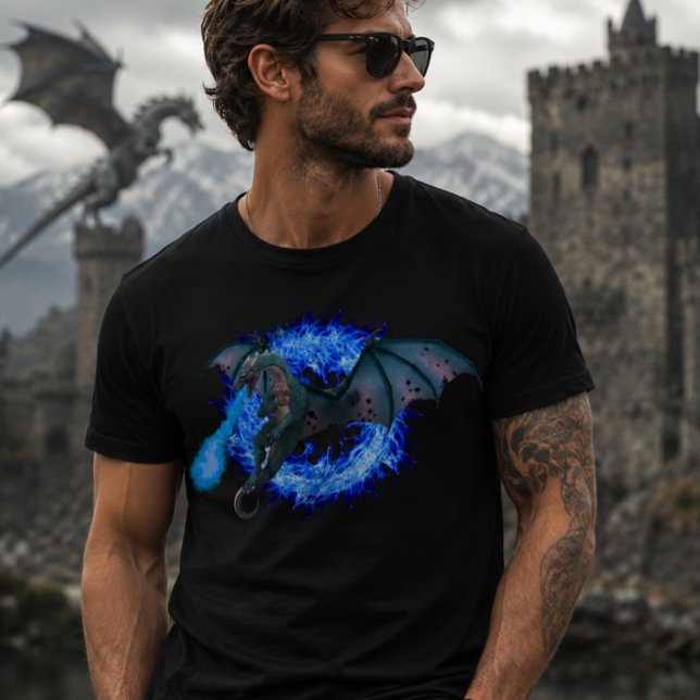 Fire Breathing Blue Flame Dragon T-Shirt (Creator Uploaded)
