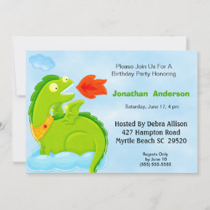 Fire Breathing Dragon Birthday Invitation