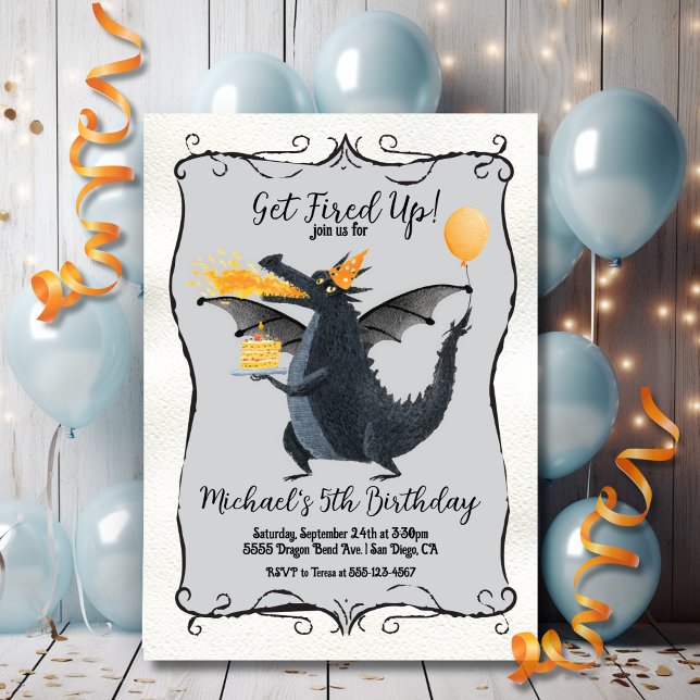Fire Breathing Dragon Birthday Party Invitation (Creator Uploaded)