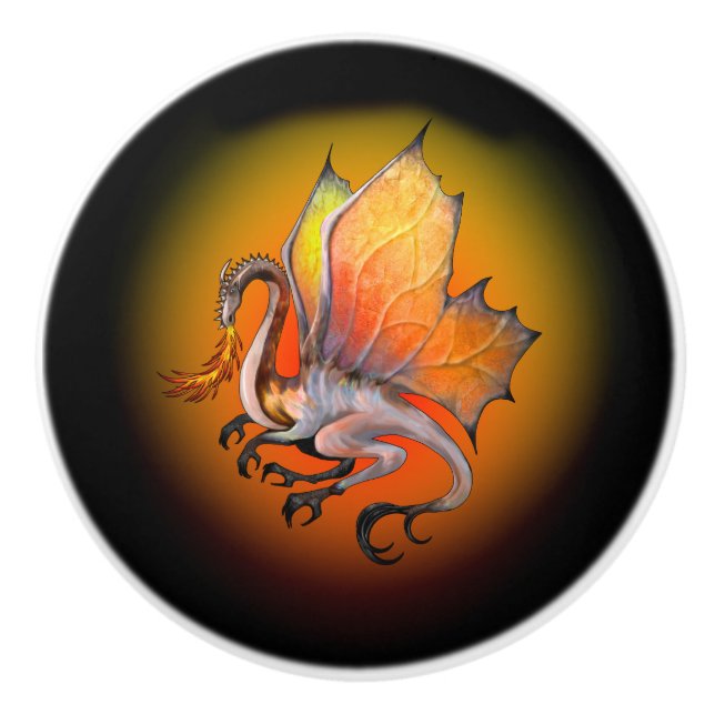 Fire Breathing Dragon Ceramic Knob (Front)