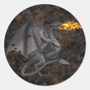 Fire-Breathing Dragon Classic Round Sticker
