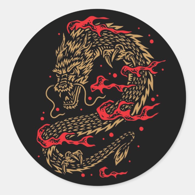 Fire Breathing Dragon Classic Round Sticker (Front)