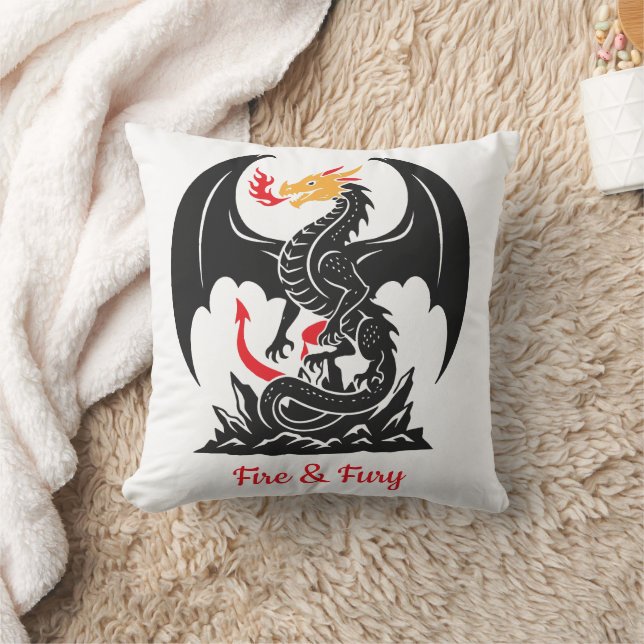 Fire Breathing Dragon Fantasy Graphic Custom Cushion (Blanket)