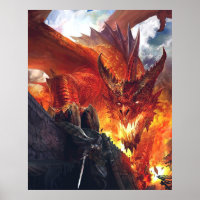 Fire Breathing Dragon Fantasy Poster