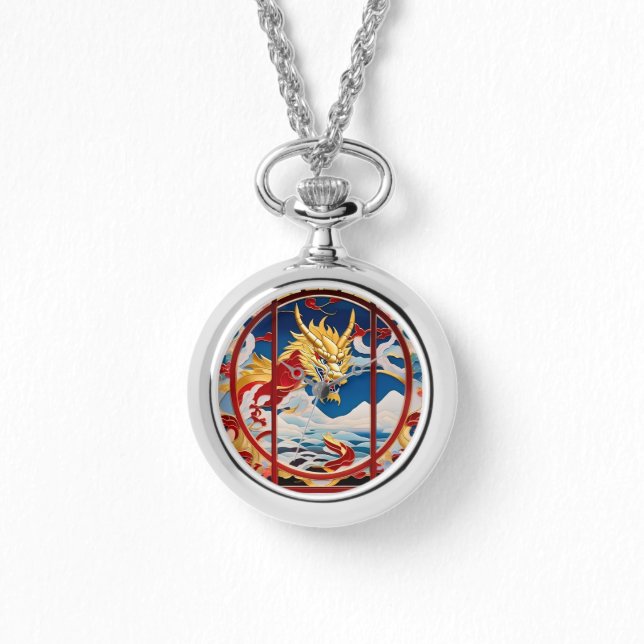 Fire breathing dragon Gold And Red Watch (Front)