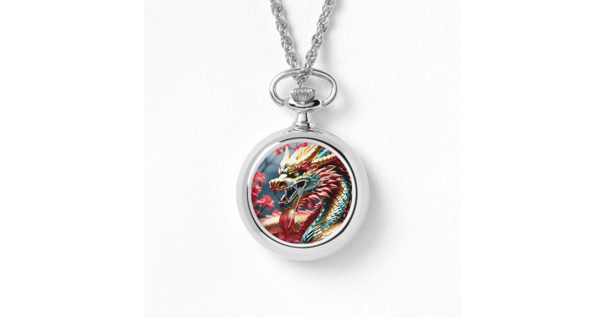 Fire Breathing Dragon Gold Blue And Red Scales Watch 