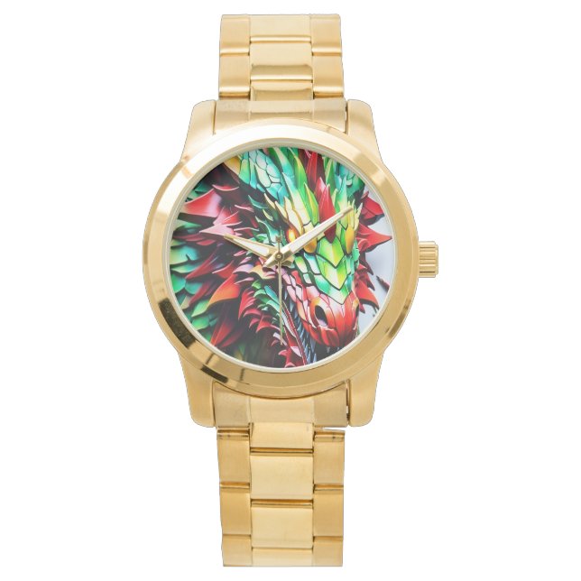 Fire breathing dragon Green And Red Watch (Front)