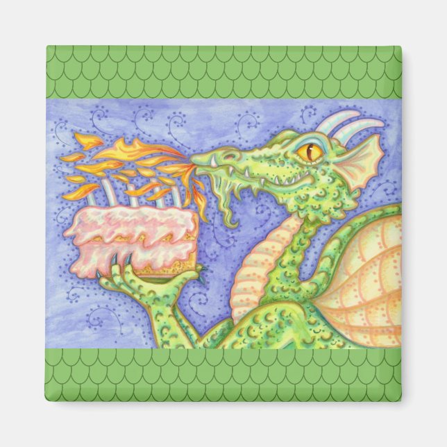 FIRE BREATHING DRAGON LIGHTING BIRTHDAY CANDLES MAGNET (Front)