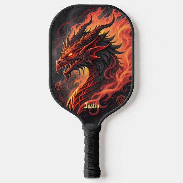 Fire Breathing Dragon Personalised  Pickleball Paddle (Front)