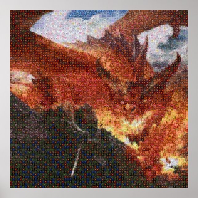 Fire Breathing Dragon Photo Mosaic Poster (Front)
