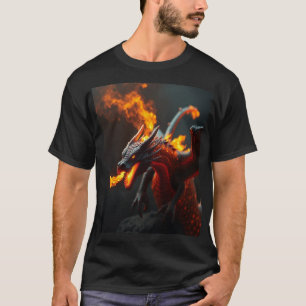 Fire Breathing Dragon Realistic Fantasy T-Shirt