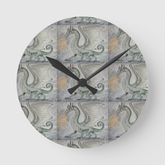 Fire Breathing Dragon Round Clock (Front)