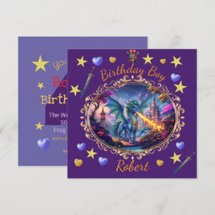 Fire Breathing Dragon Royal Prince Birthday Invitation