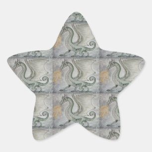Fire Breathing Dragon Star Sticker