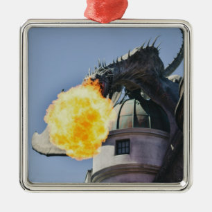 Fire Breathing Dragon Statue Metal Ornament