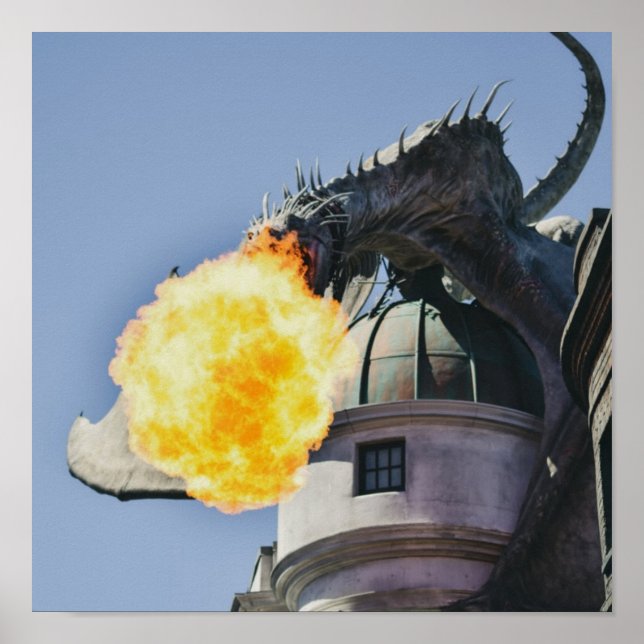 Fire Breathing Dragon Statue Poster (Front)