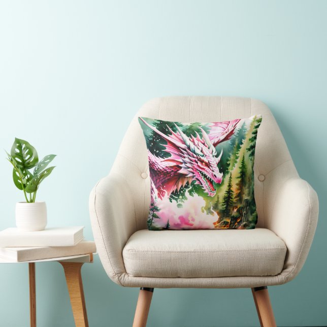 Fire breathing dragon vibrant pink scales cushion (Chair)