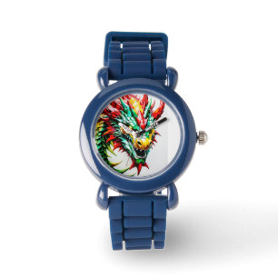 Fire breathing dragon vibrant pink scales watch