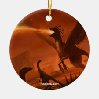 Fire-Breathing Prehistoric Dinosaur by Jake Murray Ceramic Ornament