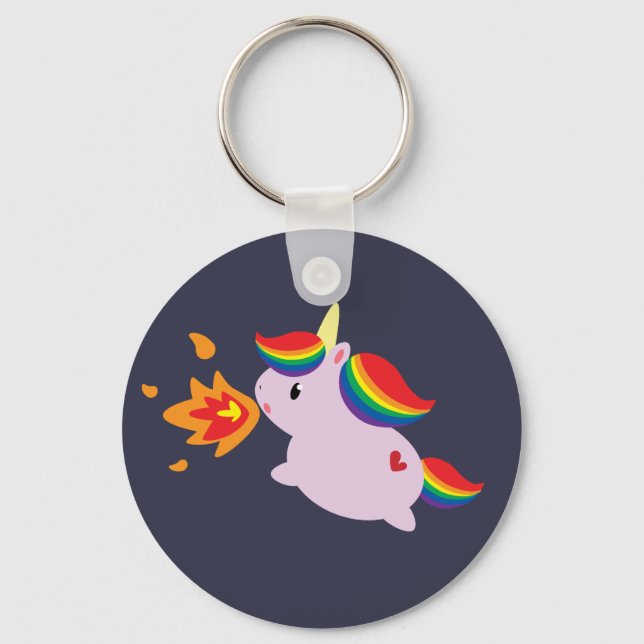 Fire-Breathing Unicorn Key Ring (Front)