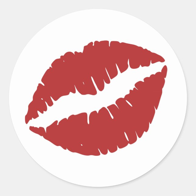 Fire Brick Lipstick Print Classic Round Sticker (Front)