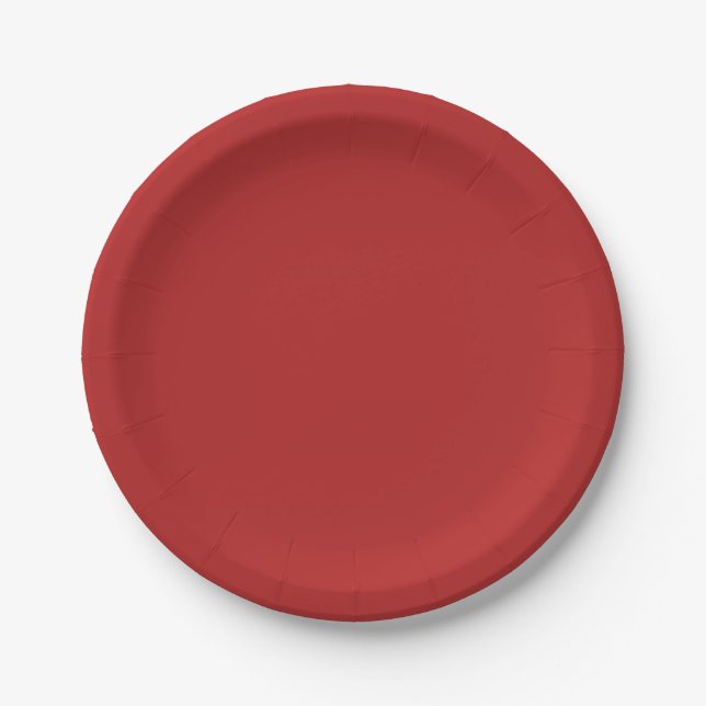 Fire Brick Red Solid Colour Tone Paper Plate (Front)