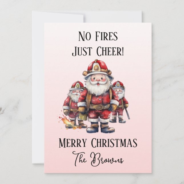 Fire Brigade/Firefighters Personalised Christmas  Holiday Card (Front)