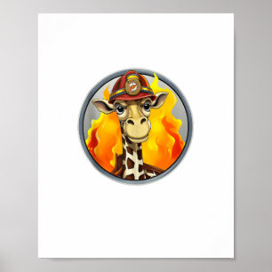 Fire Brigade Giraffe Poster