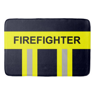 fire brigade symbol uniform blue bath mat