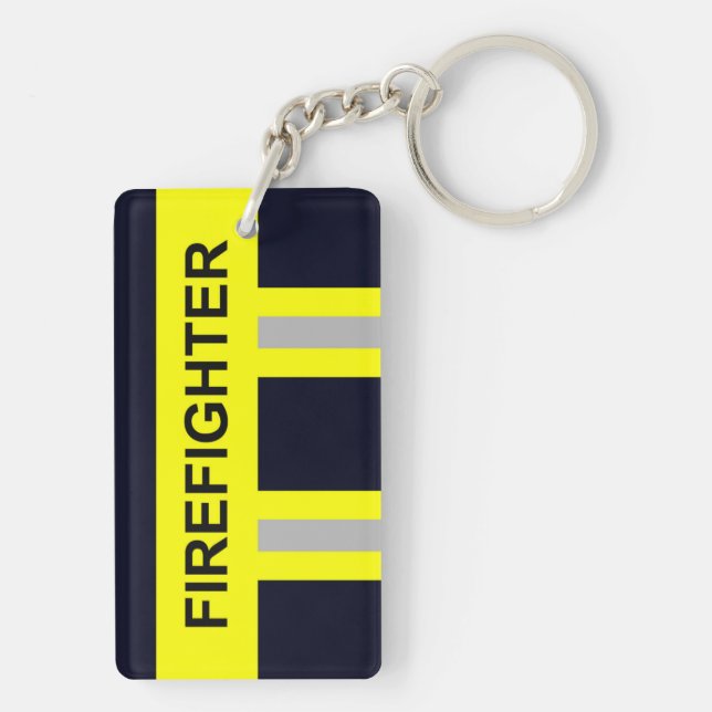 fire brigade symbol uniform blue key ring (Back)