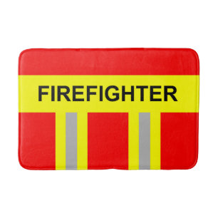 fire brigade symbol uniform red bath mat